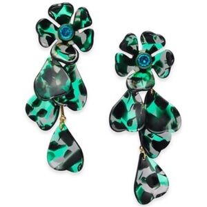 Kate Spade Green and Black floral statement Earrings